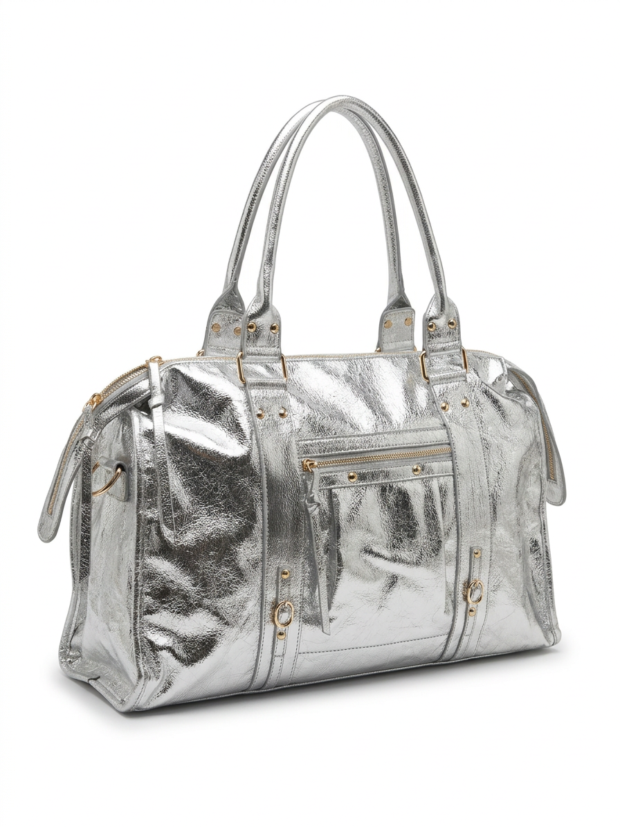 ✨ Sac Cabas Argenté Grand Format – Élégance & Capacité ✨