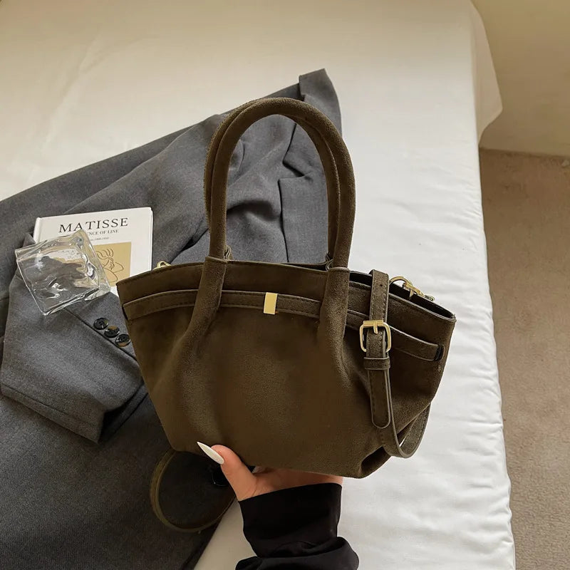 Sac Cabas Femme Effet Daim Vintage - Grande Capacité avec Bandoulière Réglable