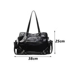 Grand Sac à Main Femme en Cuir PU Souple, Style Y2K, Compartiment Intérieur et Fermeture Zippée