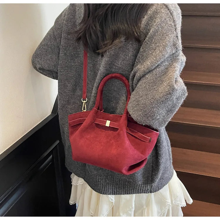 Sac Cabas Femme Effet Daim Vintage - Grande Capacité avec Bandoulière Réglable