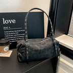 Sac à main bandoulière rétro cylindrique pour femme, spacieux pour un usage quotidien, idéal pour les trajets domicile-travail, les sorties shopping décontractées, les courts voyages et les déplacements du quotidien.