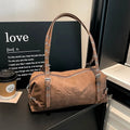 Sac à main bandoulière rétro cylindrique pour femme, spacieux pour un usage quotidien, idéal pour les trajets domicile-travail, les sorties shopping décontractées, les courts voyages et les déplacements du quotidien.