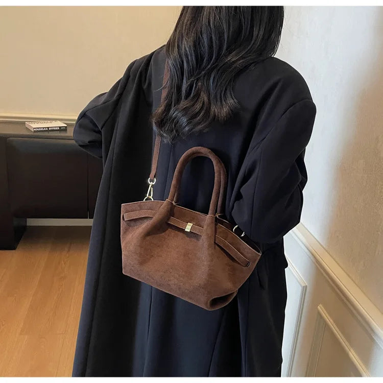 Sac Cabas Femme Effet Daim Vintage - Grande Capacité avec Bandoulière Réglable