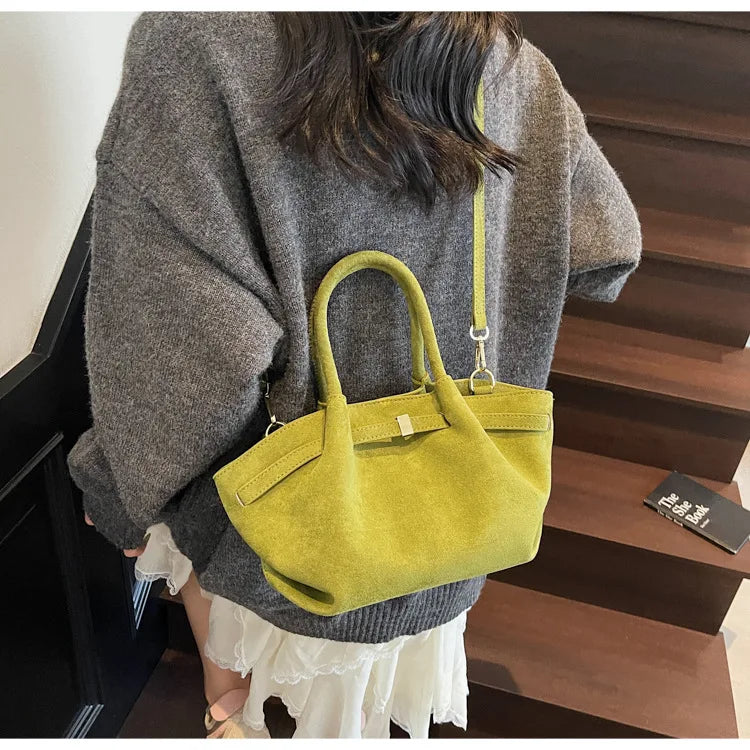 Sac Cabas Femme Effet Daim Vintage - Grande Capacité avec Bandoulière Réglable