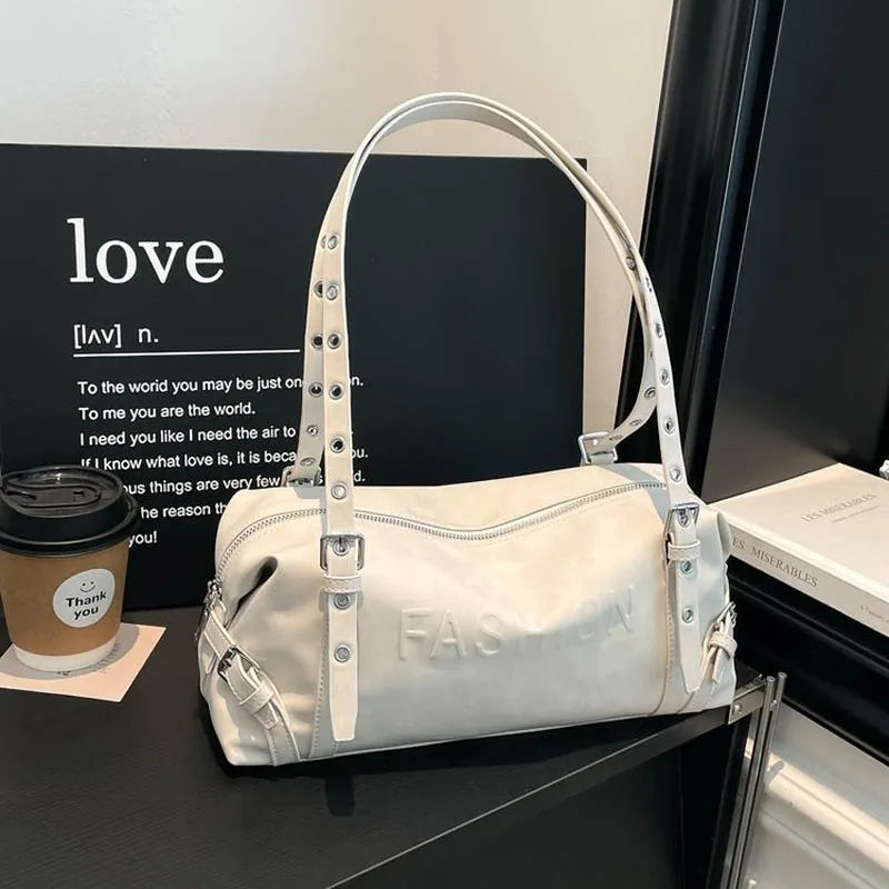 Sac à main bandoulière rétro cylindrique pour femme, spacieux pour un usage quotidien, idéal pour les trajets domicile-travail, les sorties shopping décontractées, les courts voyages et les déplacements du quotidien.
