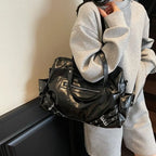 Grand Sac à Main Femme en Cuir PU Souple, Style Y2K, Compartiment Intérieur et Fermeture Zippée