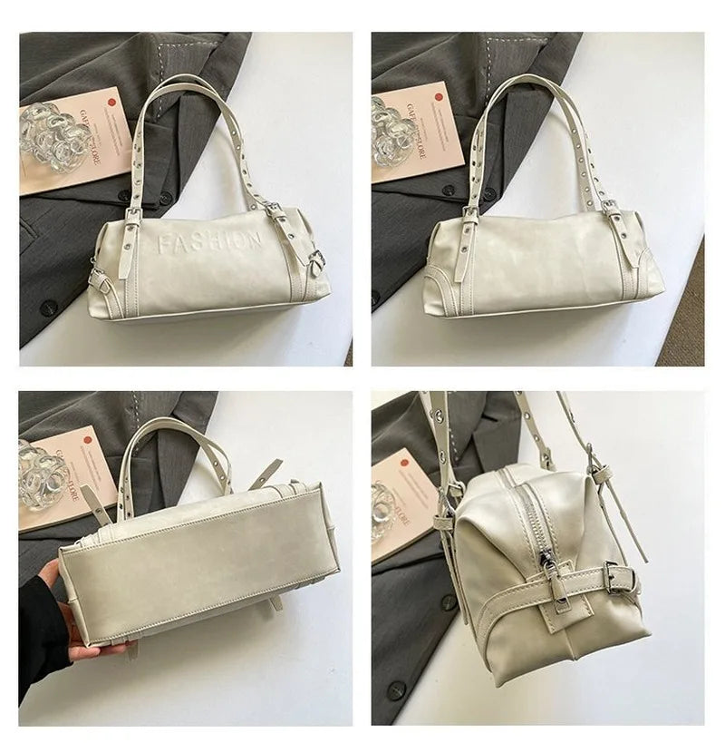 Sac à main bandoulière rétro cylindrique pour femme, spacieux pour un usage quotidien, idéal pour les trajets domicile-travail, les sorties shopping décontractées, les courts voyages et les déplacements du quotidien.